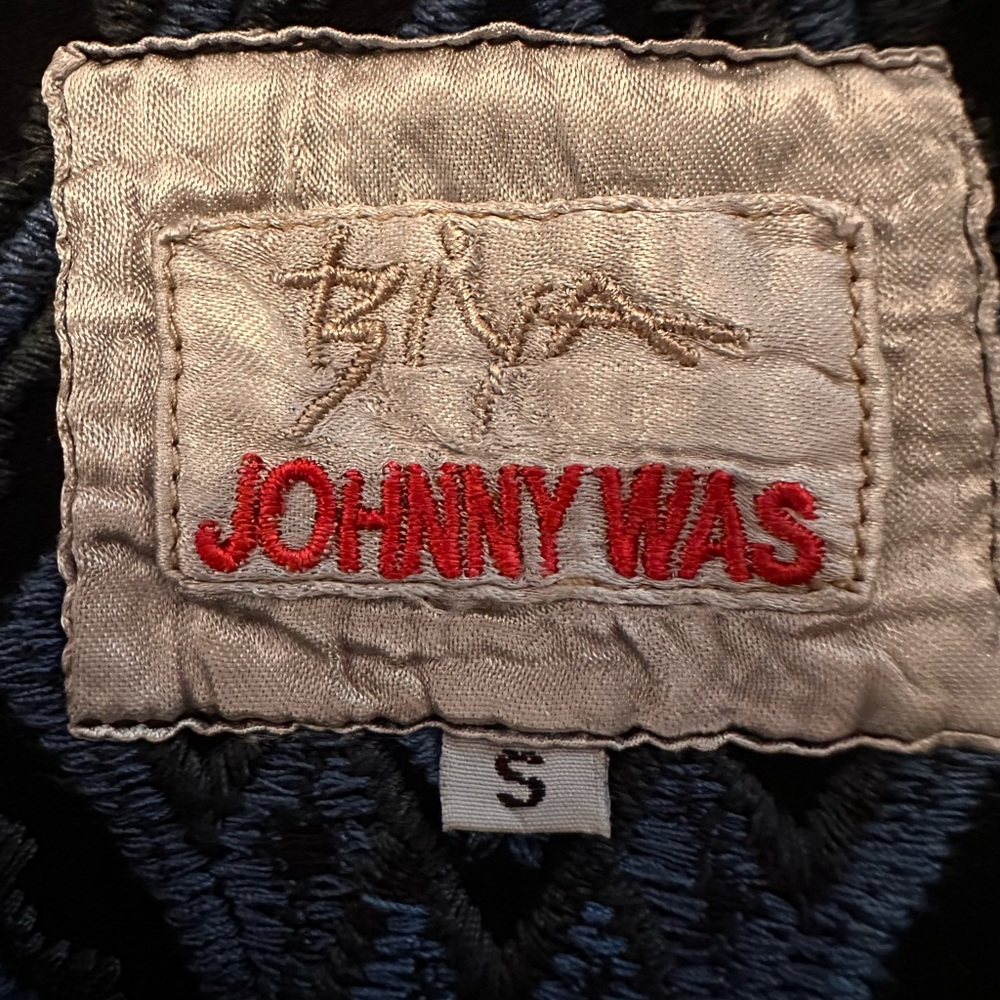 Johnny Was Biya Black & Blue Embroidered rayon blend long sleeve S tunic dress - Picture 11 of 14